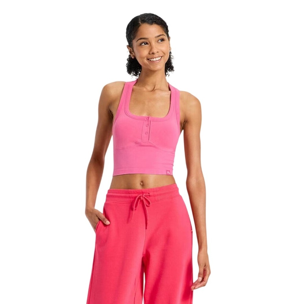 JoyLab Women's Pink Henley Racerback Moisture Wicking Tank Top Size XS